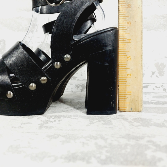 New Sam Edelman Rosalind Black Leather Platform Heeled Sandals T203 - Picture 2 of 11